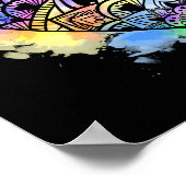 マンダラ数々のハートカラー水彩プリント ポスター (角)