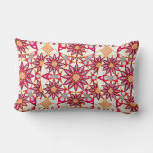 マンダラ柄、コーラル、ピーチ、ホワイト、グレー ランバークッション (裏面)