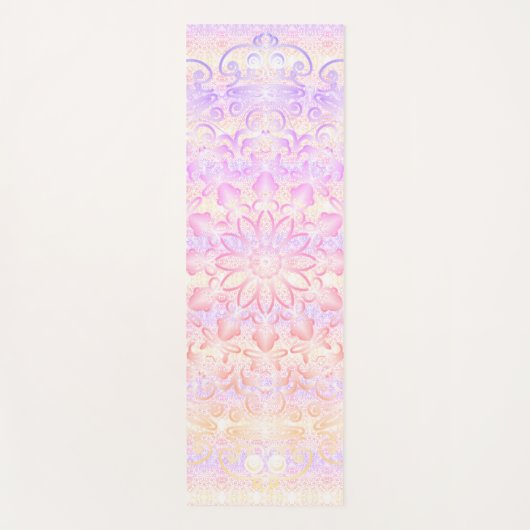 マンダラ淡い色のピンク&オレンジ ヨガマット (正面)