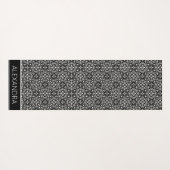 マンダラ白黒パターン名パーソナライズされた ヨガマット (裏面(横))