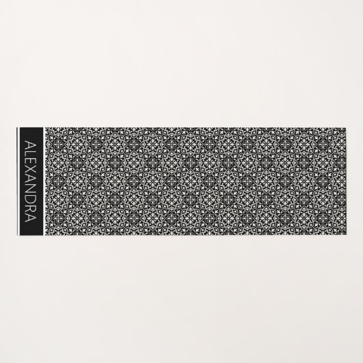 マンダラ白黒パターン名パーソナライズされた ヨガマット (裏面(横))