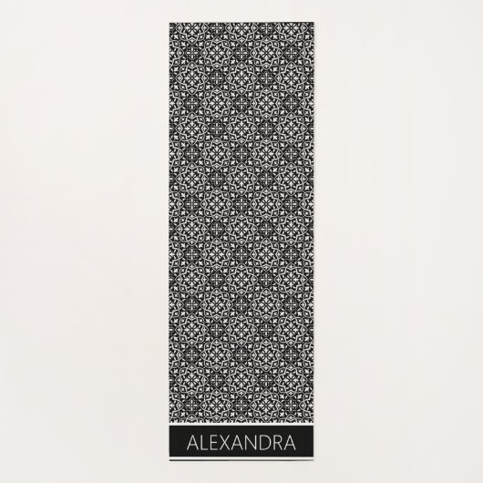 マンダラ白黒パターン名パーソナライズされた ヨガマット (裏面)