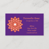 マンダラ禅ヨガメディテーションパープルピンクナマステ 名刺 (正面)
