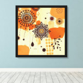 マンダラ素朴秋の暖かいフローラビベス キャンバスプリント (インサイチュ (ウッドフロア))