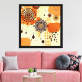 マンダラ素朴秋の暖かいフローラビベス キャンバスプリント (インサイチュ (リビング))