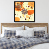 マンダラ素朴秋の暖かいフローラビベス キャンバスプリント (インサイチュ (寝室))