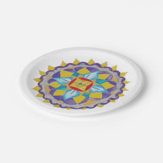 マンダラ絵を描ハンドウォーター色の紙プレート7 in ペーパープレート (アングル)