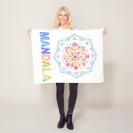 マンダラ色の蓮の花 フリースブランケット