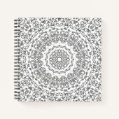 マンダラ装飾白黒装飾抽象芸術 ノートブック (正面)