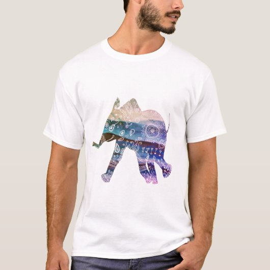 マンダラ象のアート描画 Tシャツ (正面)
