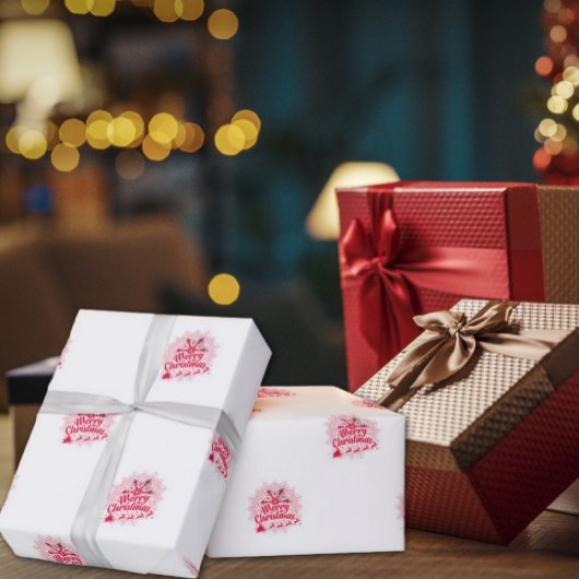 マンダラ赤と白クリスマスラッピング紙 ラッピングペーパー