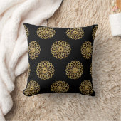 マンダラ金ゴールドと黒 クッション (ブランケット)