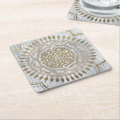 マンダラ金ゴールドデザイン スクエアペーパーコースター (アングル)