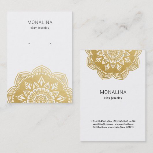 マンダラ金フェイク箔イヤリングジュエリー  名刺 (正面/裏面)