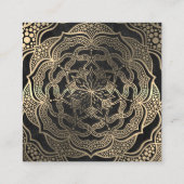 マンダラ霊気癒し瞑想金ゴールドと木炭 スクエア名刺 (裏面)