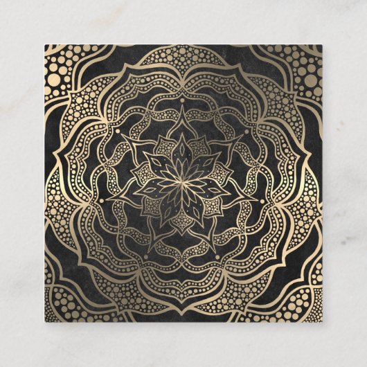 マンダラ霊気癒し瞑想金ゴールドと木炭 スクエア名刺 (裏面)