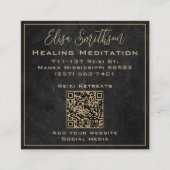 マンダラ霊気癒し瞑想金ゴールドと木炭 スクエア名刺 (正面)