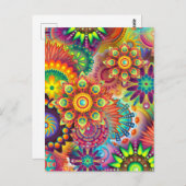 マンダラ鮮やかスカラフルパターン ポストカード (正面/裏面)