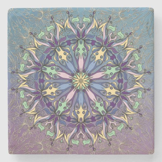 マンダラ鮮やかストーンコースター ストーンコースター (正面)