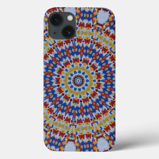 マンダラ黄色青 Case-Mate iPhoneケース (裏面)