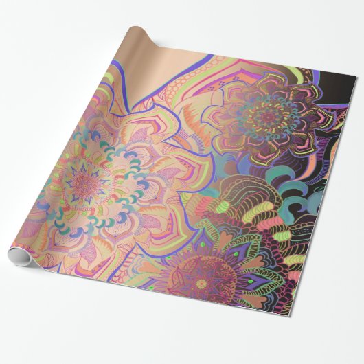 マンダラ3層金ゴールド ラッピングペーパー (アンロールド)