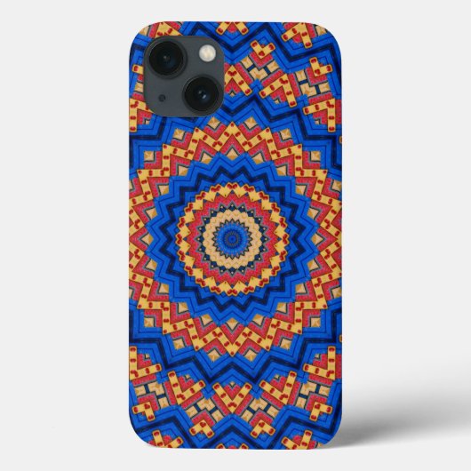 マンダラ オレンジ ブルー Case-Mate iPhoneケース (裏面)