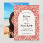 マンダラ オーナメント & アラビアンパターン ルージュ 招待状 (正面/裏面)