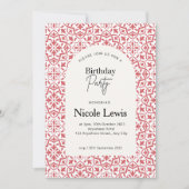 マンダラ オーナメント & アラビック パターン 深紅 招待状 (正面)