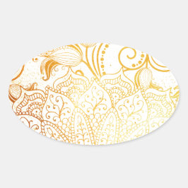 マンダラ – ゴールデンブラシ 楕円形シール