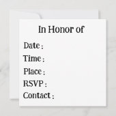 マンダラ サプライズ パーティー 招待状 (裏面)