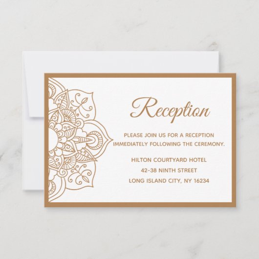 マンダラ ブラウン ボヘミア インド モダン ヴィンテージ ウェディング 招待状 (正面)