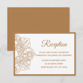 マンダラ ブラウン ボヘミア インド モダン ヴィンテージ ウェディング 招待状 (正面/裏面)