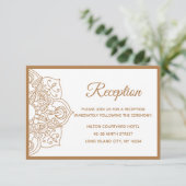 マンダラ ブラウン ボーホー インド モダン ヴィンテージ ウェディング 招待状 (スタンド正面)