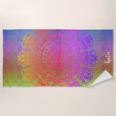 マンダラ レインボー カラー ビーチタオル (正面)