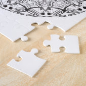 マンダラ。丸い白黒の東洋模様 ジグソーパズル (側面)