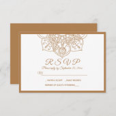 マンダラRSVPブラウンボホインディアンモダン結婚ズ 出欠カード (正面/裏面)