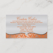 マンダリンのケーキのオートクチュールの派手なダマスク織のケーキのベーカリー 名刺 (裏面)