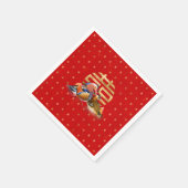 マンダリンアヒルと赤の二重の幸せ スタンダードカクテルナプキン (角)