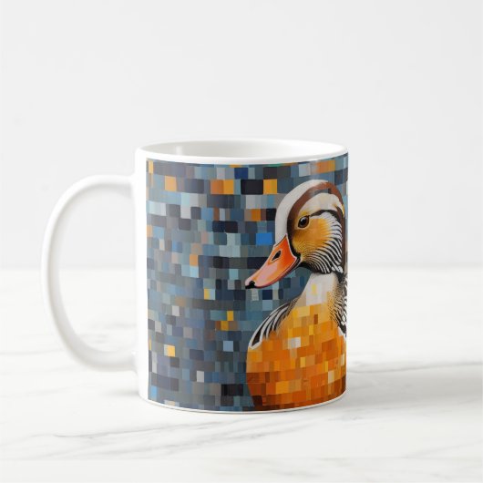 マンダリンアヒル動物の鳥アートデコール コーヒーマグカップ (左)