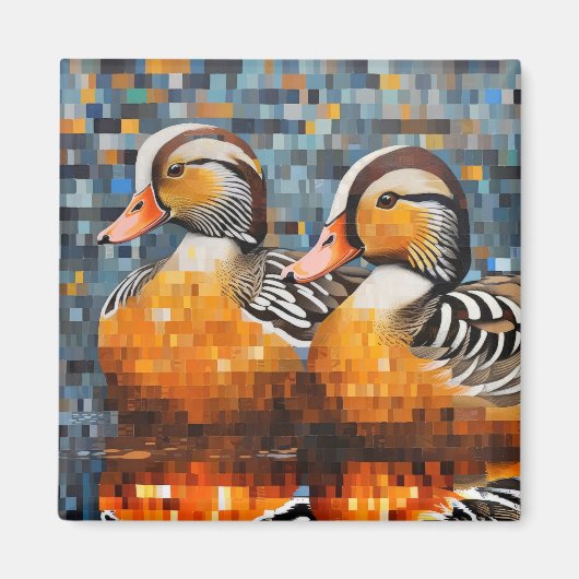 マンダリンアヒル動物の鳥アートデコール マグネット (正面)
