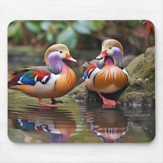 マンダリンアヒル動物鳥獣ワイルドネスアート マウスパッド (正面)