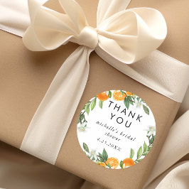 マンダリンオレンジウォーターカラーブライダルシャワー有難う ラウンドシール