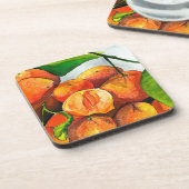 マンダリンオレンジ色のフルーツアート コースター (左側)