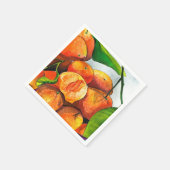 マンダリンオレンジ色のフルーツアート スタンダードカクテルナプキン (角)