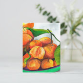 マンダリンオレンジ色のフルーツアート ポストカード (スタンド正面)