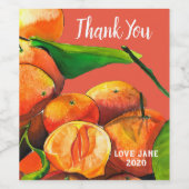 マンダリンオレンジ色のフルーツアート ワインラベル (シングルラベル)