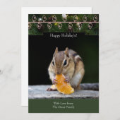 マンダリンスライス付きチップムンク付きホリデーカード シーズンカード (正面/裏面)