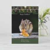 マンダリンスライス付きチップムンク付きホリデーカード シーズンカード (スタンド正面)