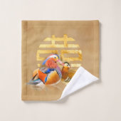 マンダリンダックスアンドダブルハピネスシンボル バスタオルセット (ウォッシュタオル)