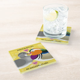 マンダリンダックズロベバード任意の記念日 ガラスコースター